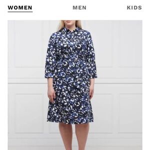 Marina Rinaldi Blue and White Midi Dress